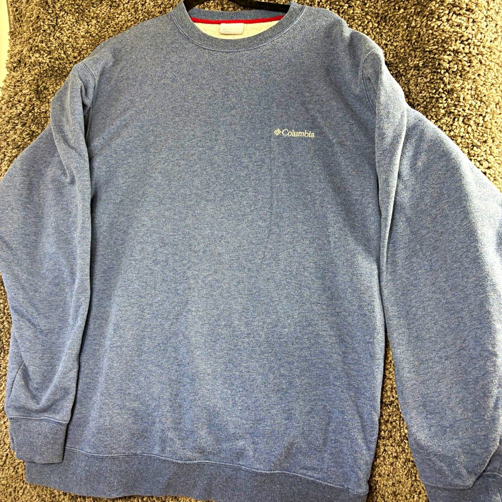 Columbia Blue Fleece Crewneck Pullover Sweatshirt L Long Sleeve Logo